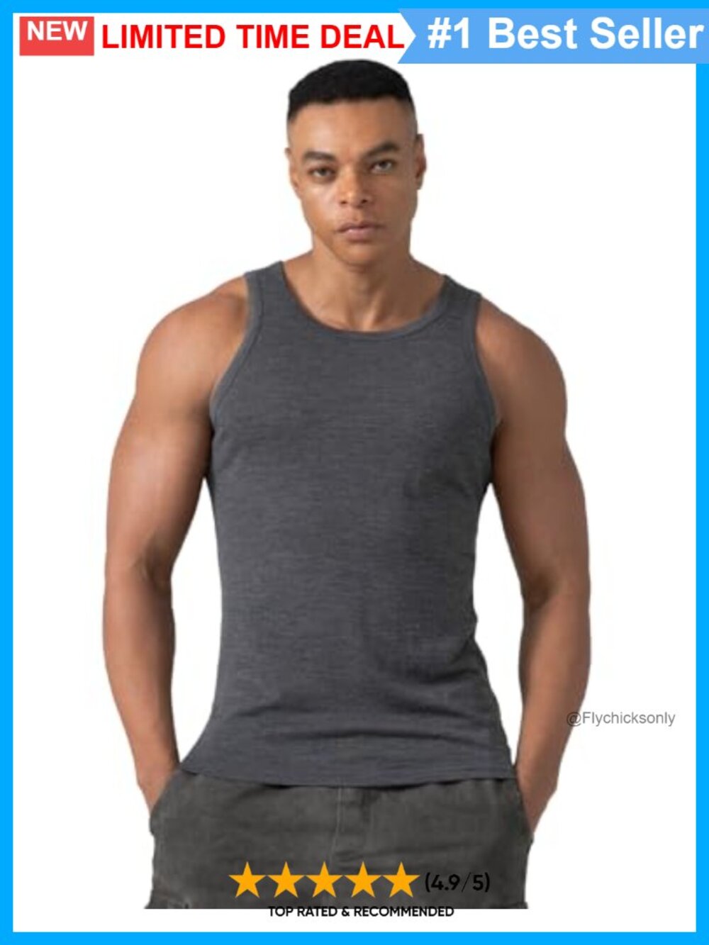 100% Merino Wool Tank Top Men Base Layer Running Hiking Odor Resistant